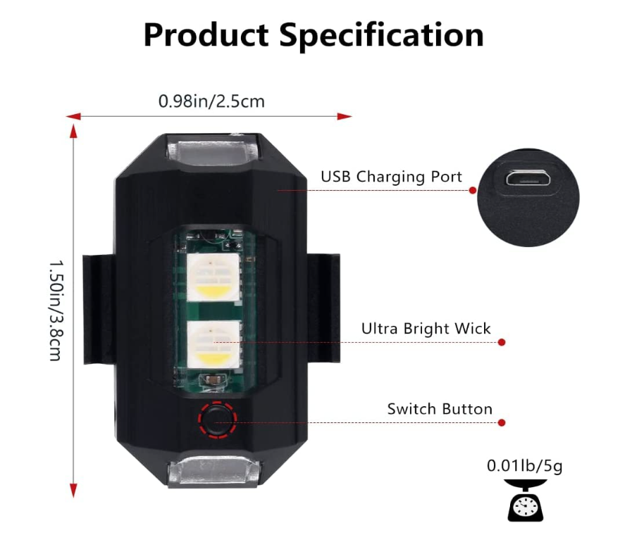 Multicolor Strobe Lights With USB Charging