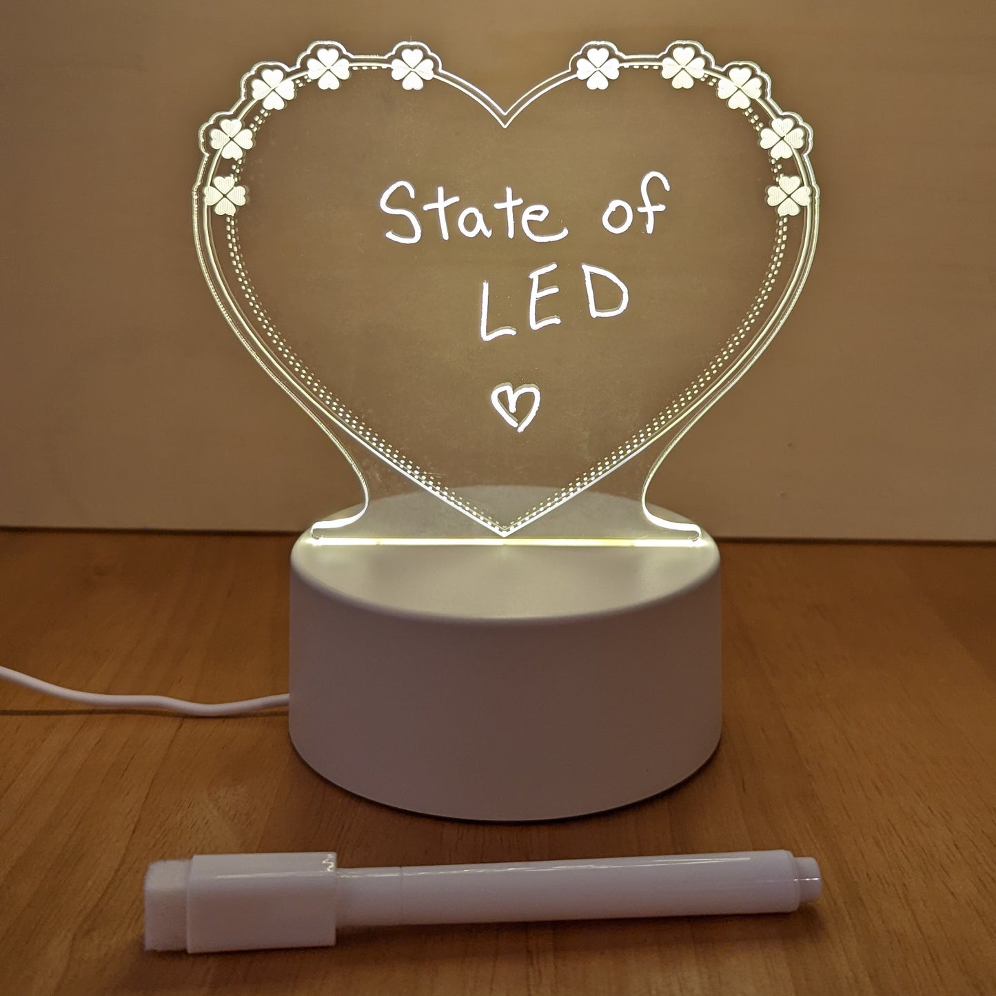 The Heart-Shaped LED Acrylic Message Writing Board
