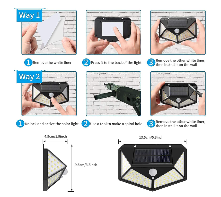 100 LED Solar Automatic Sensor Intelligent Light