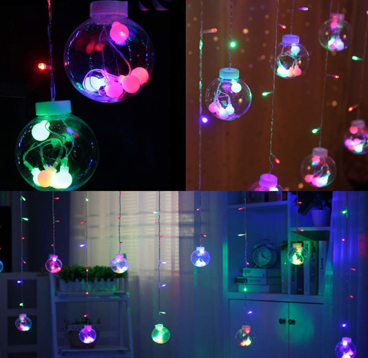 6+6 Wish Ball Curtain Lights (Multicolor)